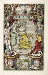 Frontispiece z Britannia, William Camden, hospoda. 1607