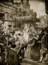 Mary Queen of Scots vstupuje do Edinburghu, 1561, ilustrace z 