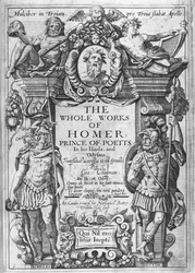 Titulní strana k „Celému dílu Homera“ přeložená Georgem Chapmanem, publikovaná v letech 1614-16