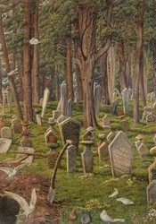 Spící město: hřbitov Pera, Konstantinopol, 1856 - 1888 (akvarel na papíře)