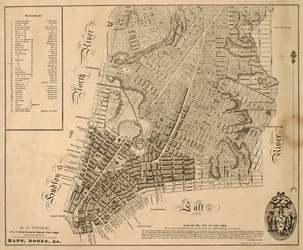 Plán města New-York [až na sever k East 31st Street], 1817 (černý inkoust na papíře, podložený látkou)