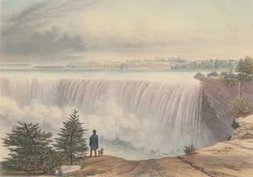 Niagarské vodopády ze Stolové skály, publikoval 1840.