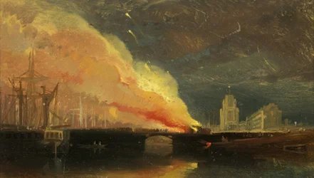 Bristol Riots: Spálení mýtných domů na Prince Street Bridge se St Mary Redcliffe