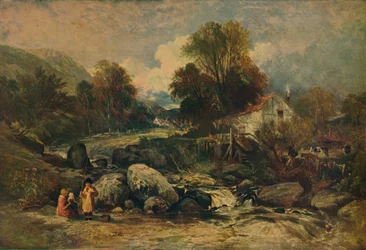 Dol-y-Garrog Mill poblíž Llanrwst, Caernarvonshire, c1844
