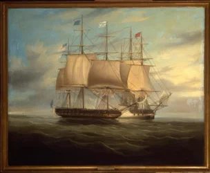 Shannon a Chesapeake v boji proti muži, 1813 / Gem. W. J. Huggins