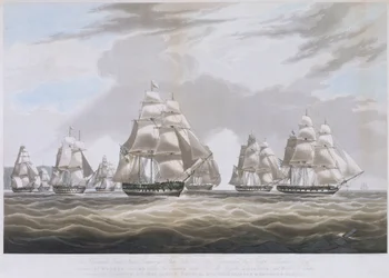 Loď Východoindické společnosti "Inglis" opouští Svatou Helenu v červenci 1830.
