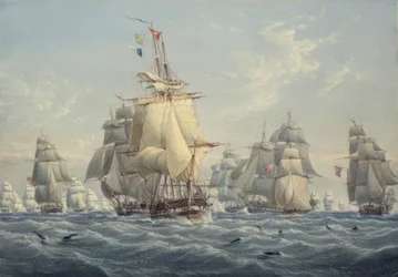 Britská eskadra pod plnou plachtou se sviňuchy