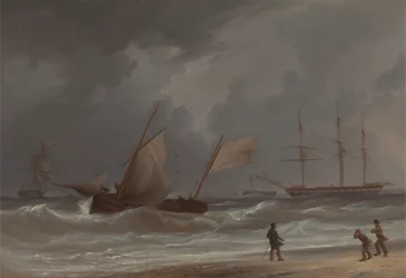Lugger Driving Ashore ve vichřici