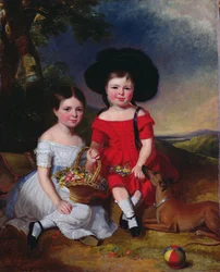Annie a John Edwardovi, děti Thomase Rhodese z Leedsu (olej na plátně)