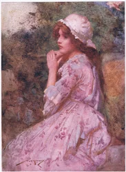 Její skromný vzhled, chalupa by mohla být ozdobená, sladká, když pod trnem vykukuje petrklíč (barva litho)