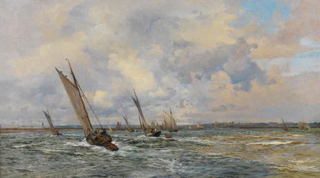 Shrimpers tažení do návětří (olej na plátně)