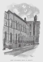 Židovská synagoga, Velká Svatá Helena (litho)