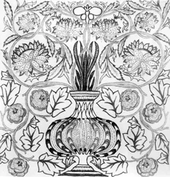„Květináč“, vyšívaný panel navržený Williamem Morrisem (1834-96) a provedený May Morrisovou