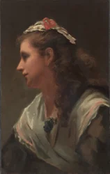 Jeho první model - slečna Russellová, asi 1873 (olej na plátně)