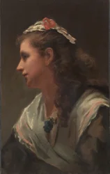 Jeho první model-slečna Russell, c. 1873.