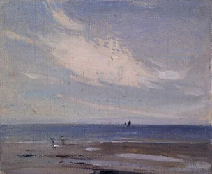 Scéna na pobřeží (olej na plátně na desce)