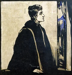 Eleonora Duse (1858-1924) ilustrace z „Dvanáct portrétů“, vydáno 1899 (ručně kolorovaný dřevěný blok)