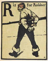 R je pro lupiče, ilustrace z „Abecedy“, kterou vydal William Heinemann