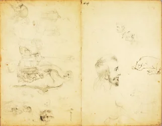 (Studie - Kristus káže, muž s kopím atd.)