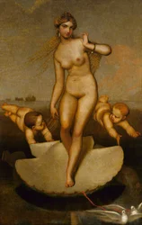 Venuše vede Enease a Trojany k latinskému pobřeží, 1862.