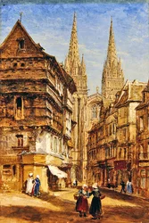 St Corentin of Quimper Cathedral, c.1860 (olej na papíře položený na desce)
