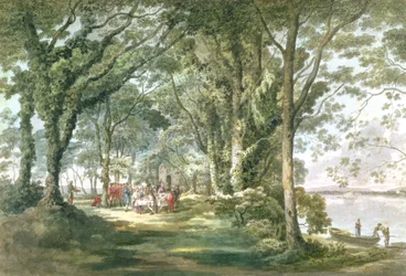 Krajina s postavami na večeři pod širým nebem, 1760-1782