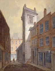 Kostel St George Botolph Lane z George Lane, City of London, c1813