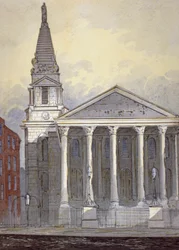 Kostel svatého Jiří, Hart Street, Bloomsbury, Londýn, c1815