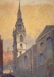 Kostel St Mary le Bow z Bow Churchyard, City of London, c1815