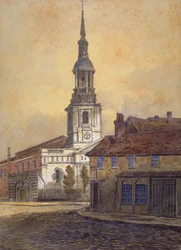 Kostel svatého Leonarda, Shoreditch, Londýn, c1815