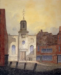 Pohled na kostel Nejsvětější Trojice, Minories, City of London, 1810