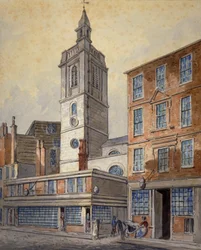 Pohled na St Dionis Backchurch, City of London, 1815.
