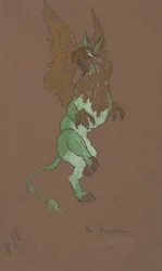 Návrh kostýmu Gryphon pro Alenku v říši divů, 1915.