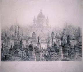 Vysněné město budov Christophera Wrena, 1842