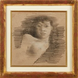 Dívka v Paříži (pastel a bílá křída)