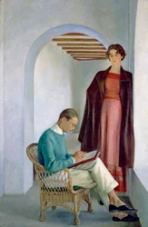 Umělcův syn a jeho žena aneb dvě postavy v interiéru, cca 1930-35 (olej na plátně)