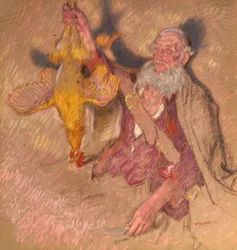 Studie muže držícího kohouta pro Nájezdníky z Vysočiny, 1918