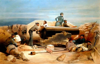 Klidný den v baterii Diamond - portrét 68liberního děla Lancaster, krymská válka 1855-1856