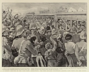 Srdečné rozloučení s novozélandským kontingentem, který odjíždí z Kapského Města na frontu.