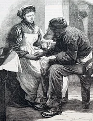 Starší pár. William Small (1843-1929), anglický ilustrátor. 1880 (rytina)