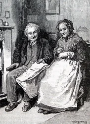 Starší pár. William Small (1843-1929), anglický ilustrátor. 1880 (rytina)