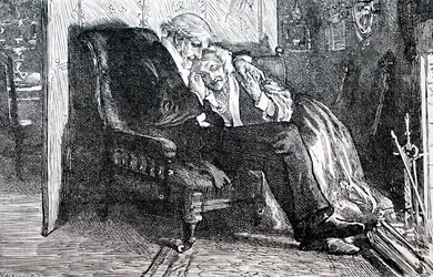 Starší pár. William Small (1843-1929), anglický ilustrátor. 1880 (rytina)