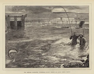 Západní vysočina, Connemara, lov lososů v Lough Corrib, Galway