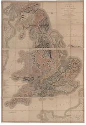 Vymezení vrstev Anglie a Walesu s částí Skotska První geologická mapa