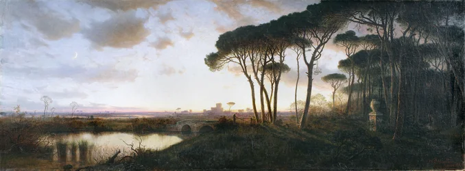 Hrad Ostia pohledem z borového lesa Castel Fusano, 1881