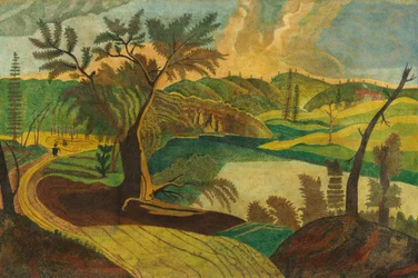 Stylizovaná krajina, druhá polovina 19. století (olej na plátně)