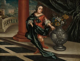 Mladý muž na terase, asi 1730 (olej na plátně)