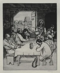 The Last Supper   1308237   cs       czech Successfully Translated  Original: Napoleon verkoopt gestolen goed, 1813 Mock auction or Boney selling stolen goods (title on object) Translat: Napoleon verkoopt gestolen goed, 1813 Mock auction or Boney selling s