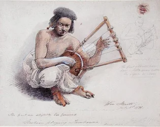 Nubian Playing Tamburine, 8. července 1878 (tužka a mytí na papíře)