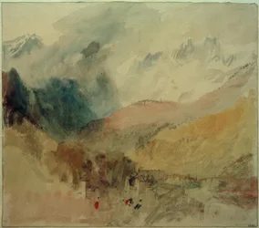 Mont-Blanc a le Chetif při pohledu na Pre-Saint Didier v údolí Val dAosta
